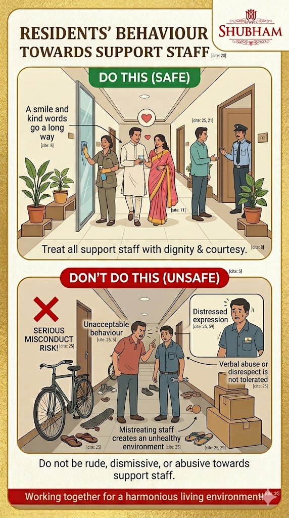 Residents behaviour towards support staff